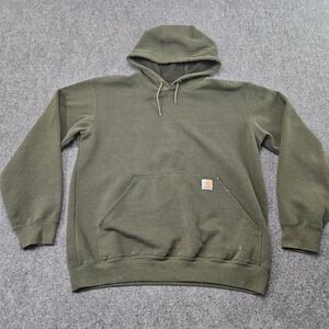 Carhartt Hoodie Mens Medium Olive Green Midweight K121 Work Sweatshirt Grunge